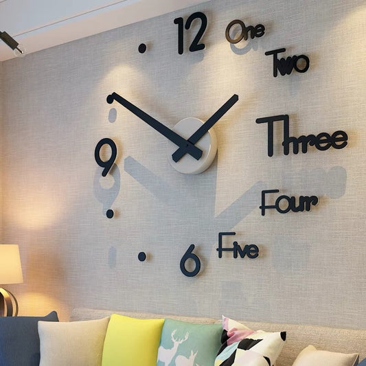 2022 Art und Weise 3D Big Size Wanduhr Spiegel Aufkleber, kurze Wohnzimmer Dekor, Tagungsraum Wanduhr Modernes Design Silent Acryl