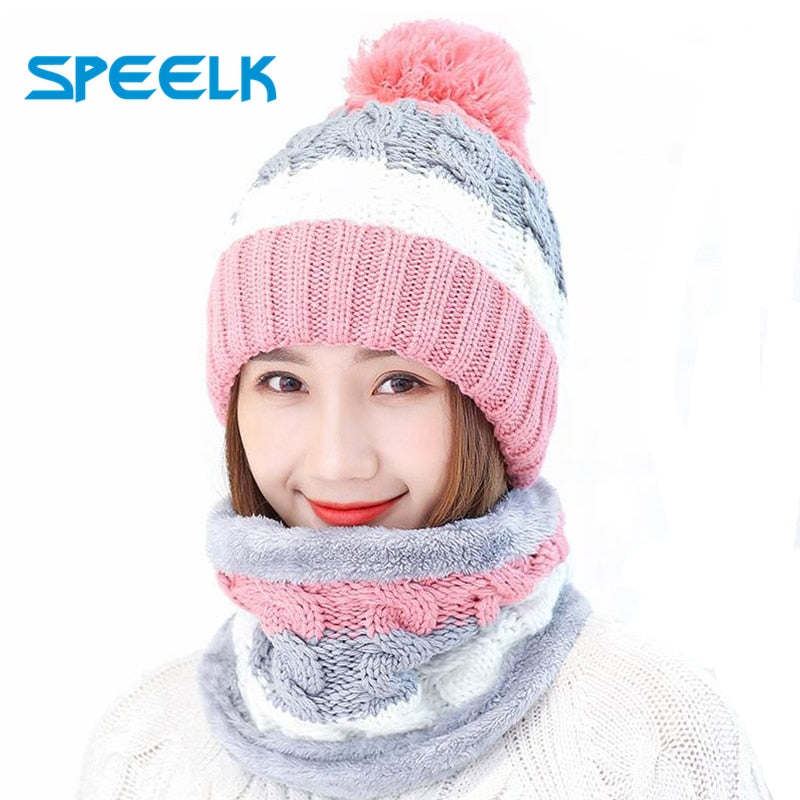 Neue Winter Damen Samt Wollmützen Twist, weibliche Reitstrickmützen Sets