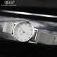 Watches Set 8mm Ultra dünn Silber Mesh, Edelstahl Armband Quarz Uhr Stunden Sets Damen Geburtstag Geschenk