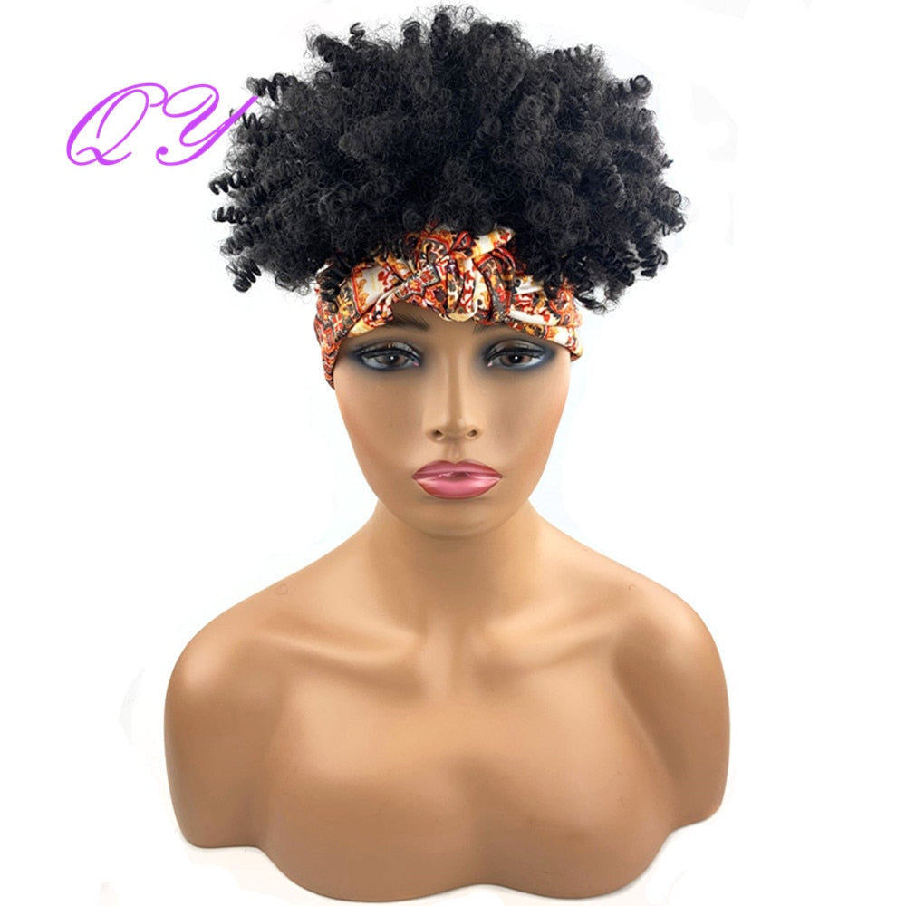 Hair Big Afro Kinky Curly Stirnband Perücken für Frauen Synthetisches Haar Perücken Turban Wrap Hair Style