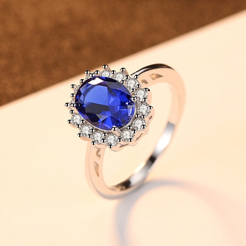 925 Sterling Silber Smaragd Saphir für Frauen, Verlobungsring, feiner Schmuck