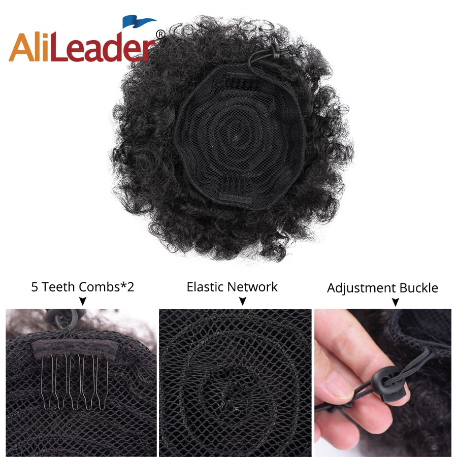 Alileader Synthetische Haarknoten, Afro Kordelzug Pferdeschwanz Flauschige, Afro Puff Haarknoten, Clips im Haarschwanz Pferdeschwanz Zubehör 1St
