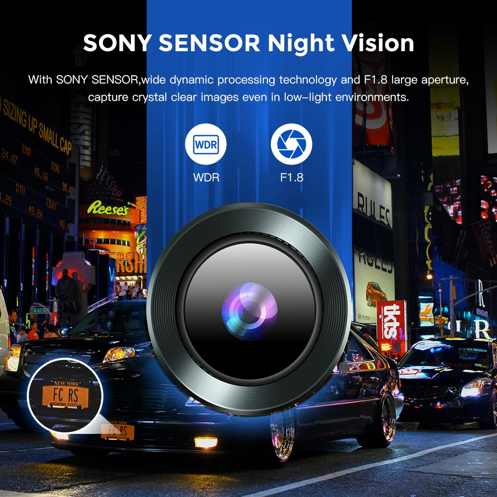 AZDOME M550 Nachtsicht Kamera  3 Kanal Dash Cam, Front Innen Hinten Drei Weg Auto Dash Kamera, 4K+1080P Dual Kanal mit GPS WiFi IR Auto