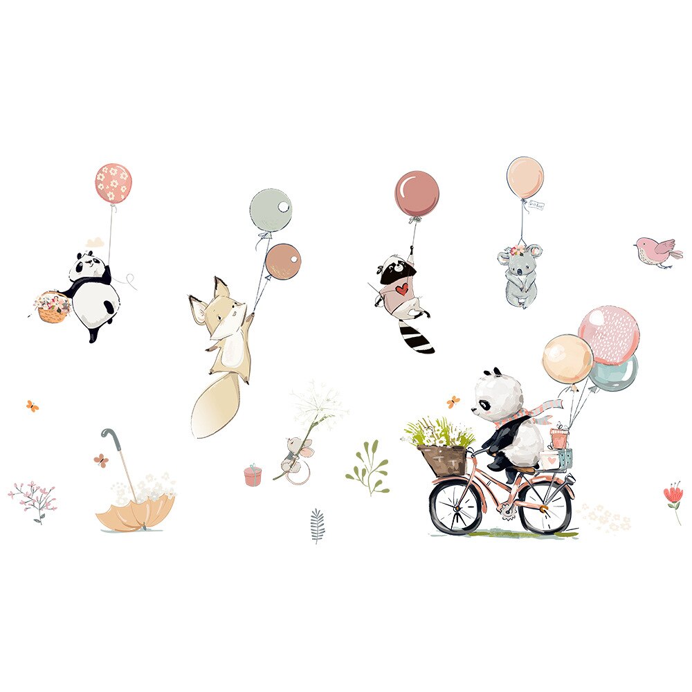 Cartoon-Ballon-Tiere-Wandaufkleber für Kinder, Kinderzimmer, Wanddekoration