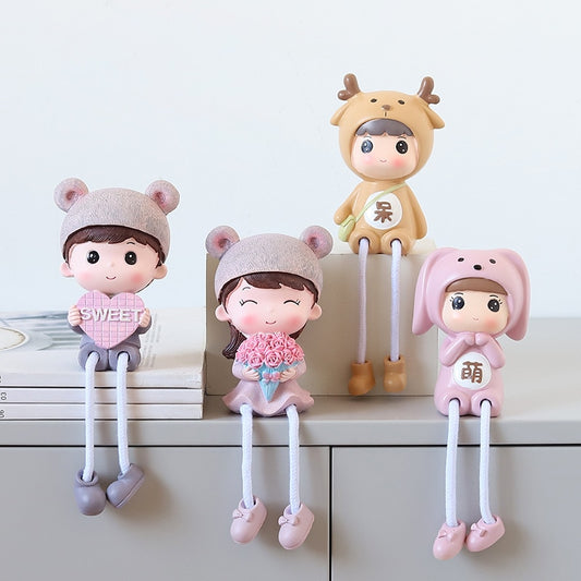 2PCS Nordic Puppe für Wohnzimmer Dekoration Kinderzimmer Dekoration Harz Puppe Hase Figur, Handwerk für Kinder Kinderzimmer Dekoration