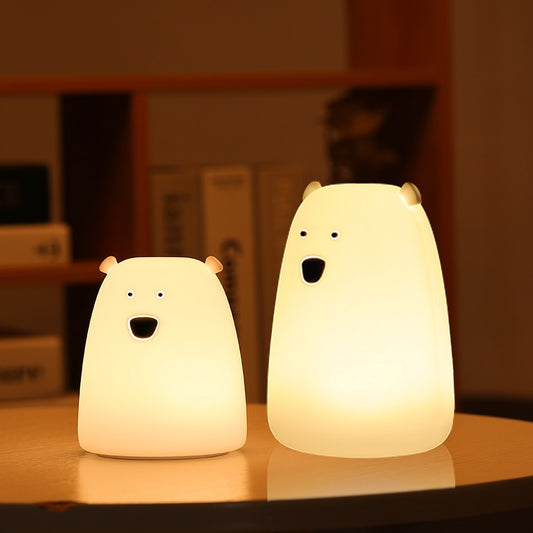 Cute Bär LED Baby Kinder Nachttischlampe aus Silikon mit Touch Sensor, Tap Control