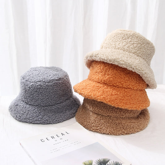 Winter Women Hats Teddy Velvet Warm Ear Protector Fisherman Hat Accessories vintage Lamb Velvet Cap Lovely Plush bucket hat