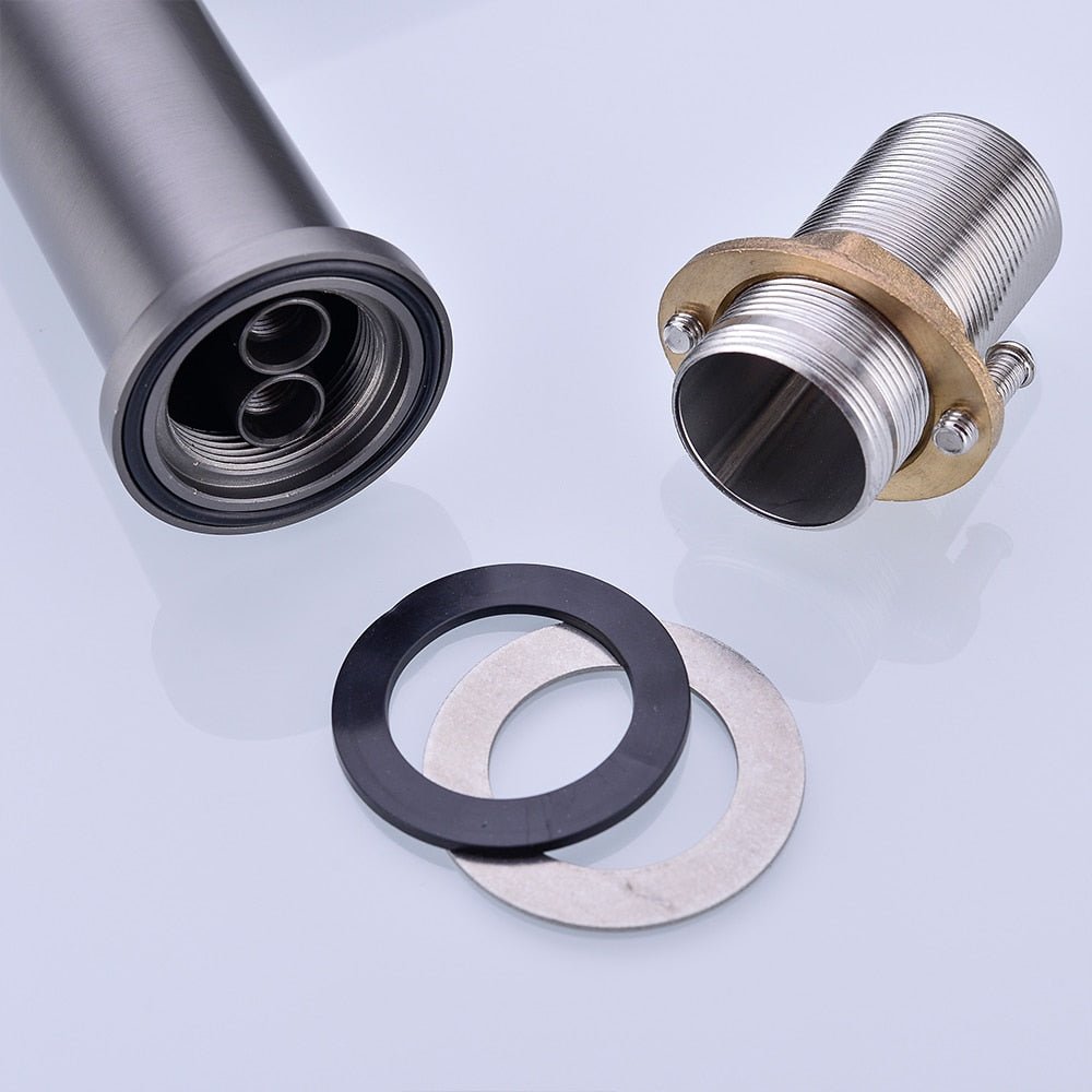 Badezimmer-Mischbatterie, Waschbecken-Hahn, heiß und kalt, Massivmessing-Waschtischarmatur, Rotguss