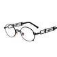 Retro Metall Runde Sonnenbrille für Männer & Frauen, Schwarz Rot Klare Linse mit UV400