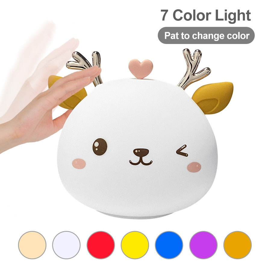 Niedliches Hirsch-Nachtlicht Hirsch Nursey Licht für Kind Baby Stepless Touch USB wiederaufladbare Tischlampe Heimdekoration
