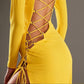 Herbst neue Damenmode Rundhals Langarm sexy hohles offenes Rücken-Split-Kleid