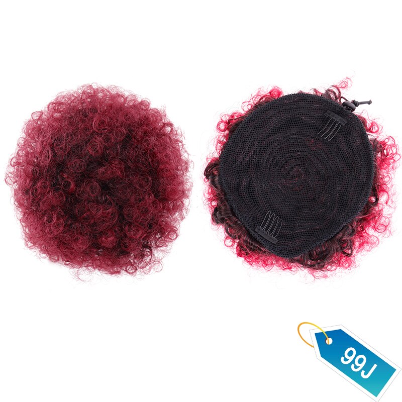Synthetische Puff Afro Lockig Chignon Perücke Pferdeschwanz Kordel Kurz Afro