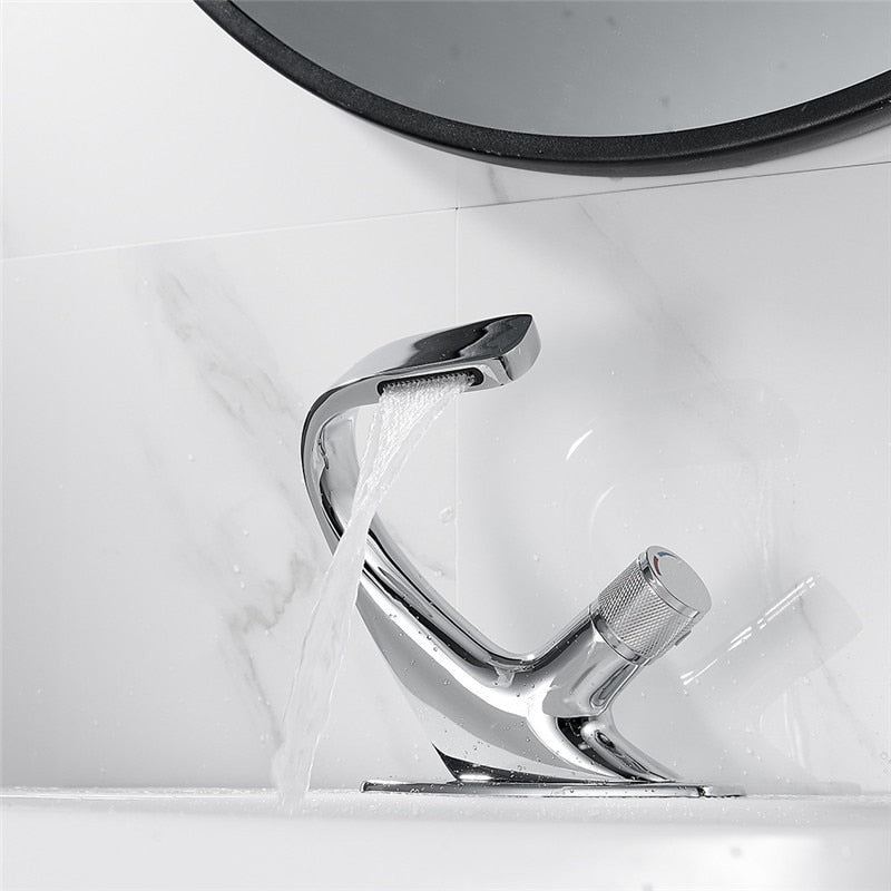 Messing Chrom Waschbecken Wasserhahn für Badezimmer, Einzigen Griff Einloch Kran