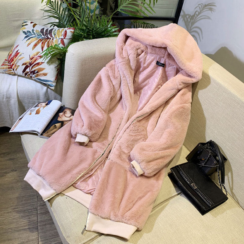 Übergroßer Winter Kunstpelz Mantel für Frauen, Kapuzenjacke