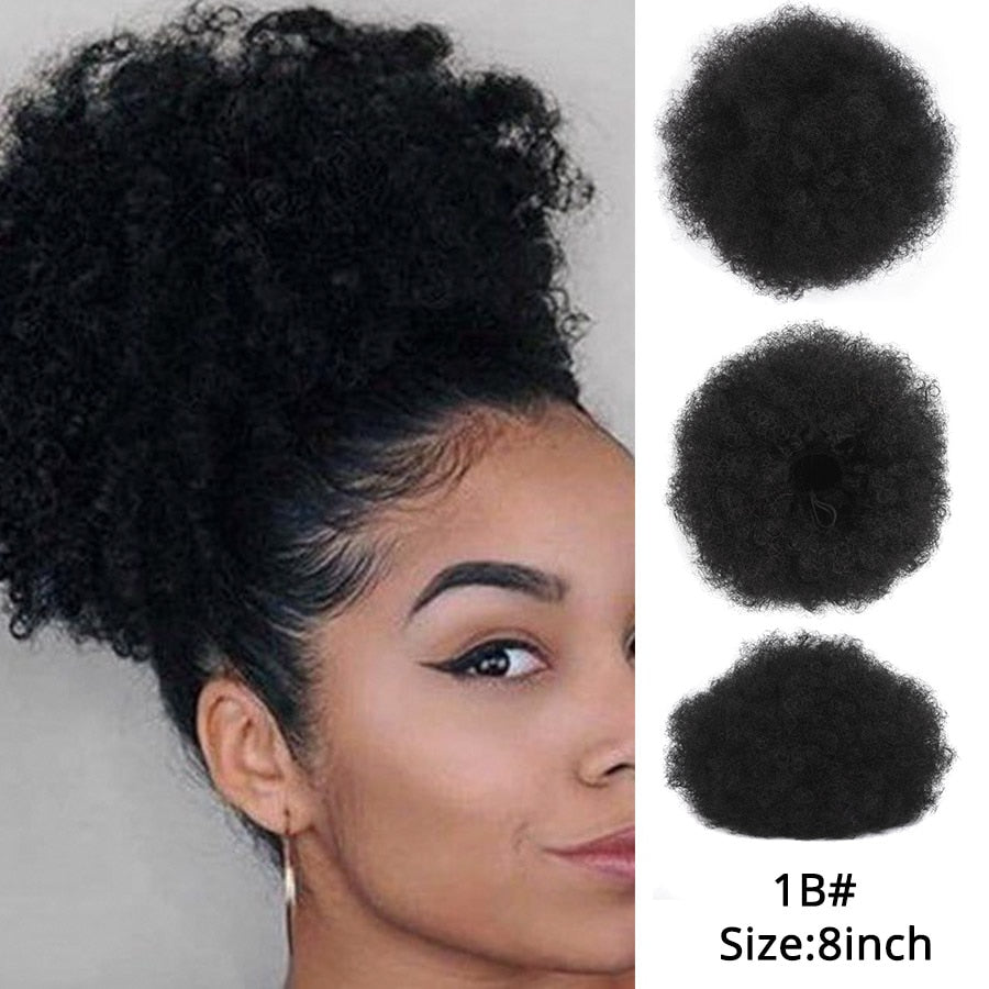 Alileader Synthetische Haarknoten, Afro Kordelzug Pferdeschwanz Flauschige, Afro Puff Haarknoten, Clips im Haarschwanz Pferdeschwanz Zubehör 1St