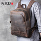 Retro Herren Head Rindsleder, Umhängetasche Leder handgefertigter Laptoprücksack