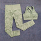 3 Teile / satz Damen Camouflage Yoga Set, Yoga-Leggings für Frauen, gestreifte Kompressionshose