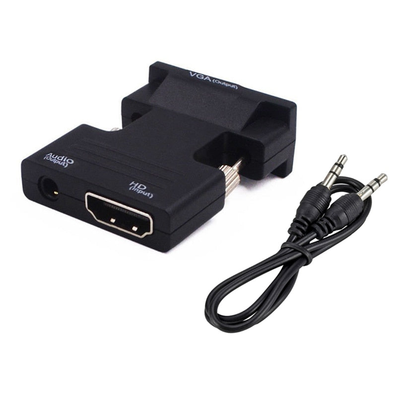 HDMI-kompatible Buchse zu VGA-Stecker Konverter 3.5mm Audio Kabel Adapter 1080P FHD Video Ausgang für PC Laptop TV Monitor Projektor