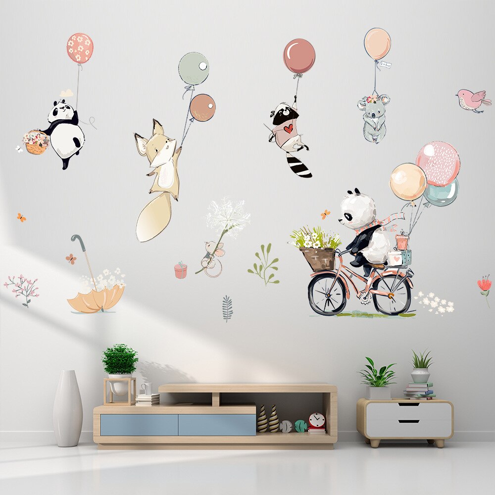 Cartoon-Ballon-Tiere-Wandaufkleber für Kinder, Kinderzimmer, Wanddekoration