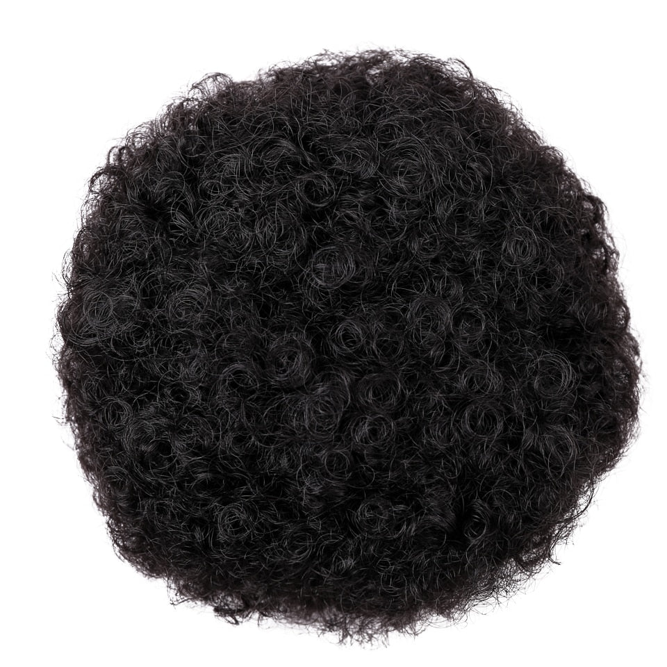 Synthetische Puff Afro Lockig Chignon Perücke Pferdeschwanz Kordel Kurz Afro