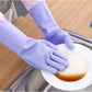 Handschuhe zum Geschirrspülen aus Silikon, Gummischwamm Schrubber zum Geschirrspülen.