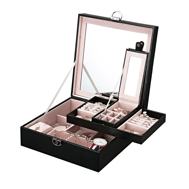 Casegrace Multi-Layer Jewelry Box Organizer, Samt-Aufbewahrungsbox für Uhren, Ohrringe & Halsketten