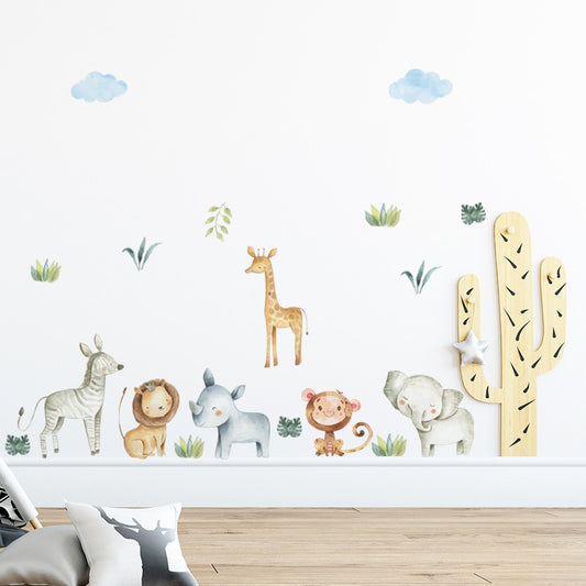 Cartoon handgezeichnete Tiere Wandaufkleber für Wohnkultur, Wanddekor Aufkleber für Kinderzimmer