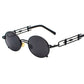 Retro Metall Runde Sonnenbrille für Männer & Frauen, Schwarz Rot Klare Linse mit UV400