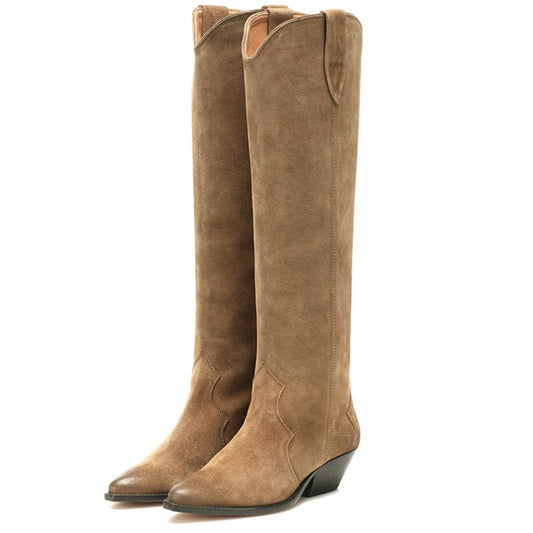 Damen Stiefel Wildleder High Stiefel, Qualität Damen Freizeitschuhe
