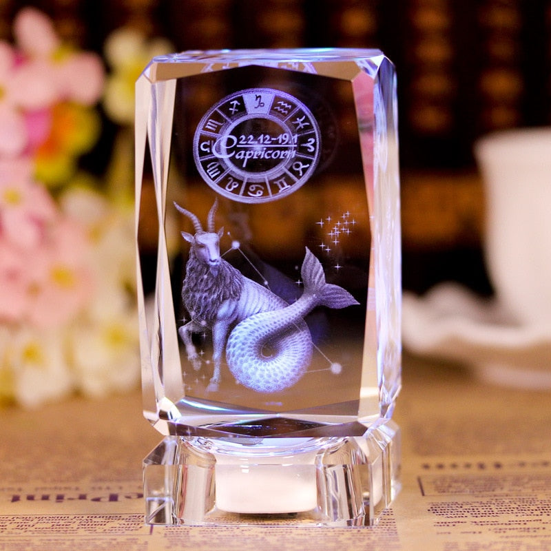 3D Sternzeichen Stern Kristallwürfel, Lasergravur Glasblock Figuren Miniaturen Handwerk Home Decor Geburtstag Geschenk