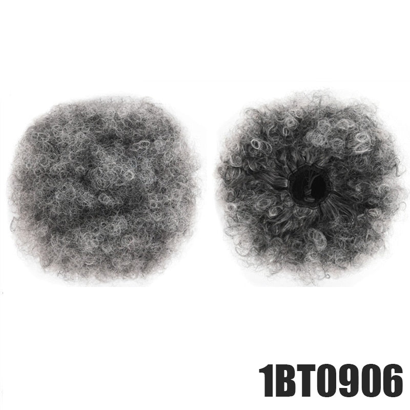 Synthetische Puff Afro Lockig Chignon Perücke Pferdeschwanz Kordel Kurz Afro