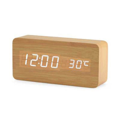 Dual Display Smart Digital LED, Wecker Temperatur Sprachsteuerung, Multifunktions-elektronischer Kalender