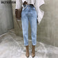 Vintage Hohe Taille Gerade Jeans Hose für Frauen