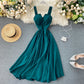 2023 Neue Frauen V-Ausschnitt Partykleid, Sommerkleid Retro Einfarbig