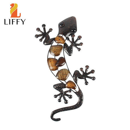 Home Decor Metall Gecko Wandkunst für Gartendekoration, Outdoor Statuen Zubehör Skulpturen und Animales Jardin