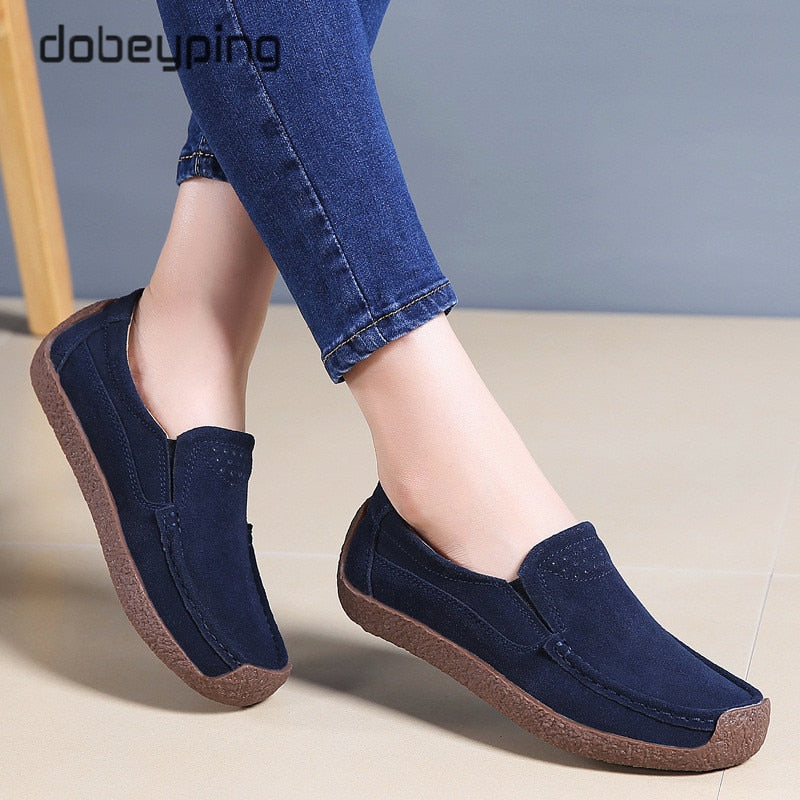 Wildleder Damen Turnschuhe, Mokassins Damenschuhe