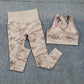3 Teile / satz Damen Camouflage Yoga Set, Yoga-Leggings für Frauen, gestreifte Kompressionshose