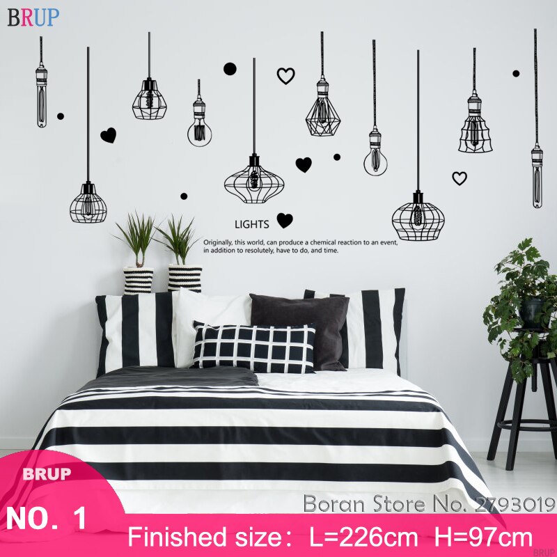 226*97cm Schwarzer Kronleuchter Wandaufkleber Glühbirne Home Decor für Wohnzimmer Schlafzimmer Kunst DIY Vinyl Wandaufkleber abnehmbar