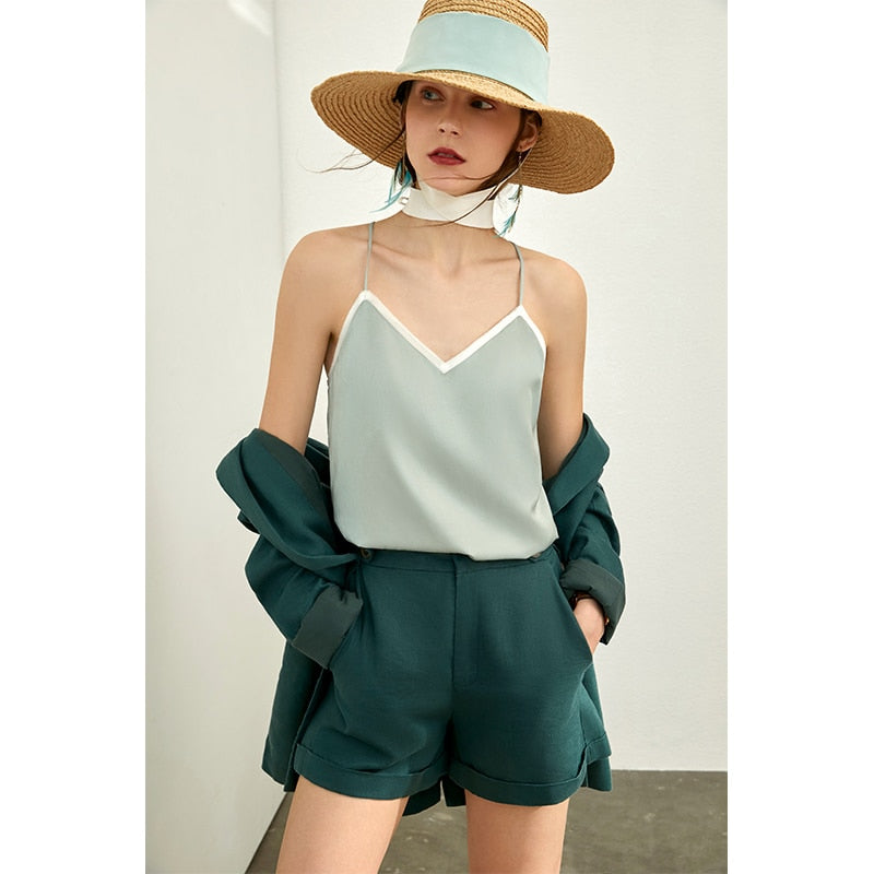 Damen Zweireihiger Anzug, Mantel Hohe Taille Solide Kurz & lange Hose