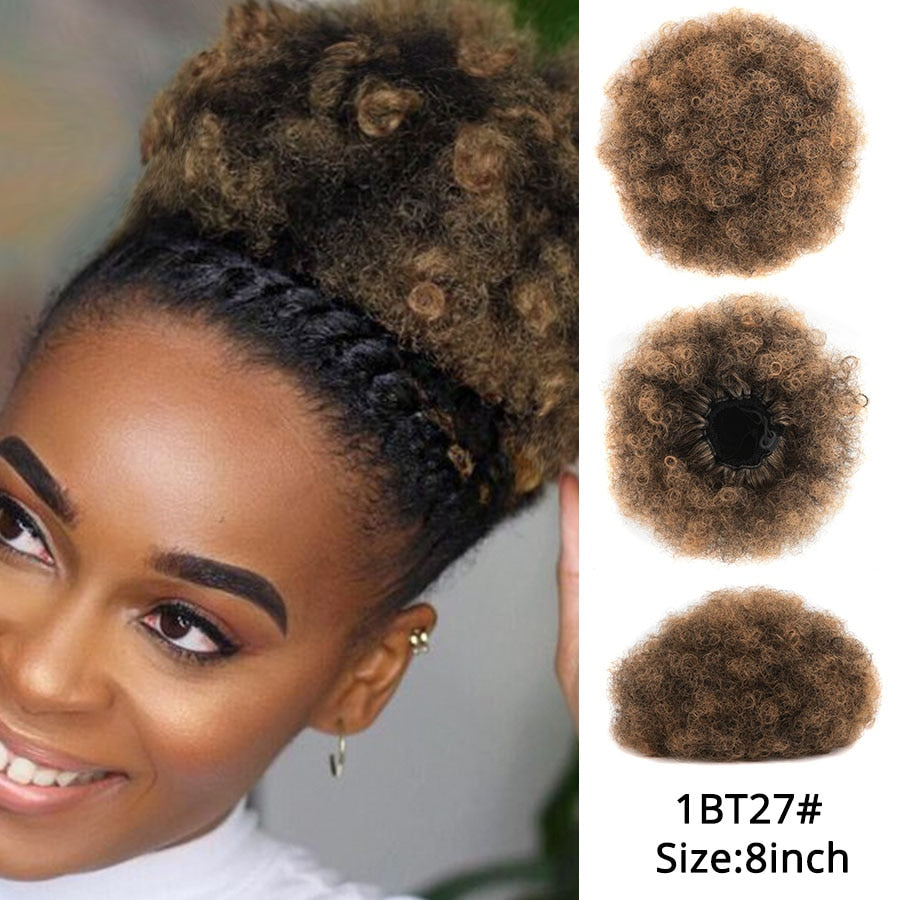 Alileader Synthetische Haarknoten, Afro Kordelzug Pferdeschwanz Flauschige, Afro Puff Haarknoten, Clips im Haarschwanz Pferdeschwanz Zubehör 1St