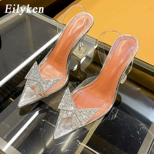 Eilyken Größe 34-45 Sommer Schmetterlingsknoten, Frauen Pumps Mode seltsamer Stil Transparent