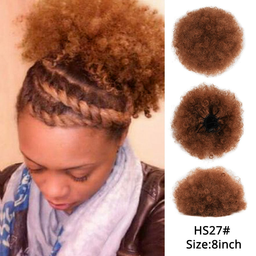 Alileader Synthetische Haarknoten, Afro Kordelzug Pferdeschwanz Flauschige, Afro Puff Haarknoten, Clips im Haarschwanz Pferdeschwanz Zubehör 1St