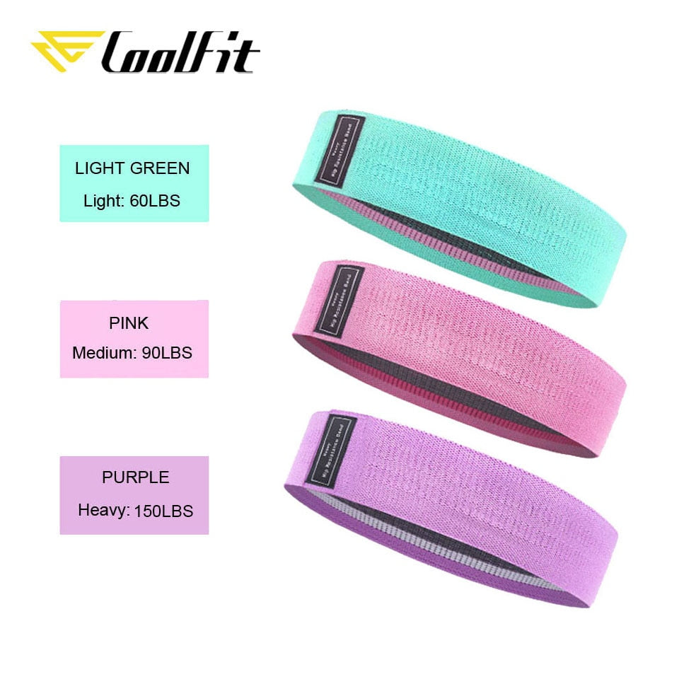 3 STÜCKE CoolFit Hüftband Yoga Widerstandsbänder, Fitnessbänder Set mit Anti Rutsch Rollen