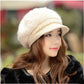 New Fashion Winter Damen Kaninchenfell-Baskenmütze, solide flache Kappe, warme Ohrenschützer, gestrickte Wollmütze