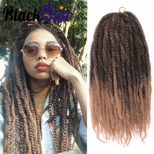 Black Star 18 Zoll Afro Kinky Curly Marley, Haar Ombre Synthetische Marley, Zöpfe Haarverlängerungen für Frauen