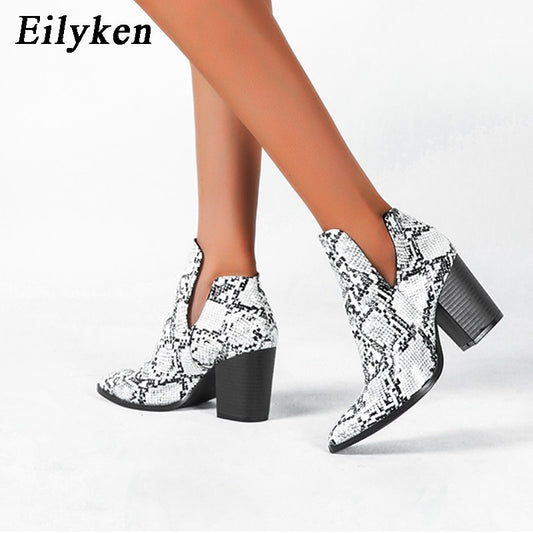 EilyKen Motorrad Western Cowboy Stiefel Frauen Tier Schlange Muster