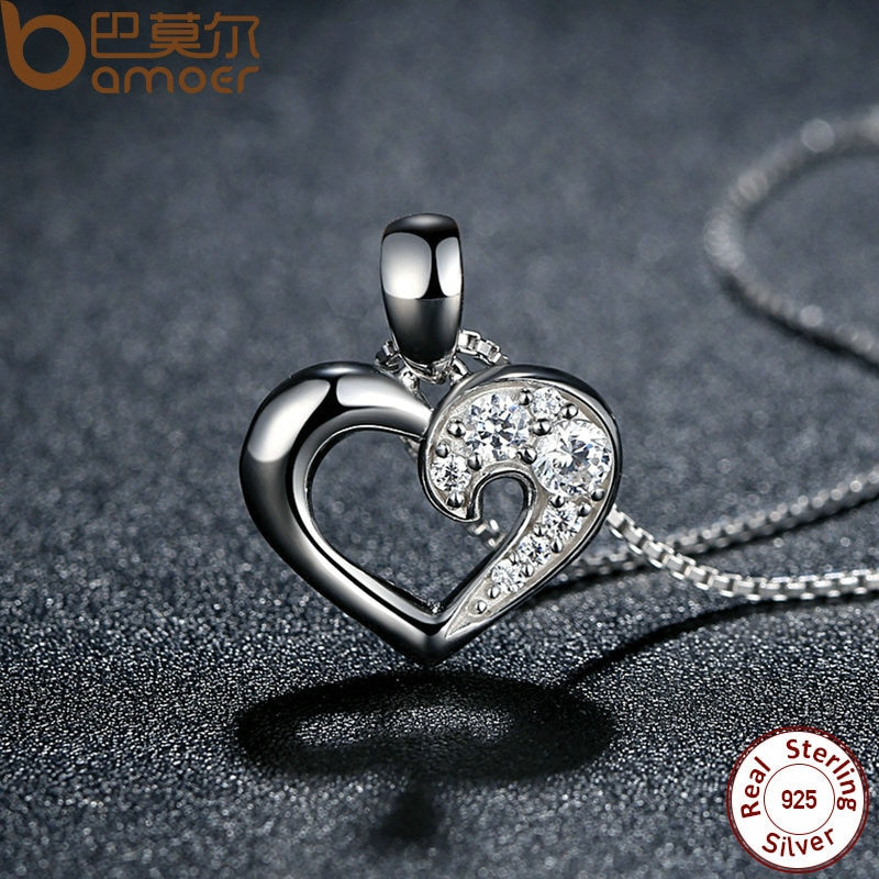 Neue Authentische 925 Sterling Silber, Weibliche Herz Anhänger Halskette