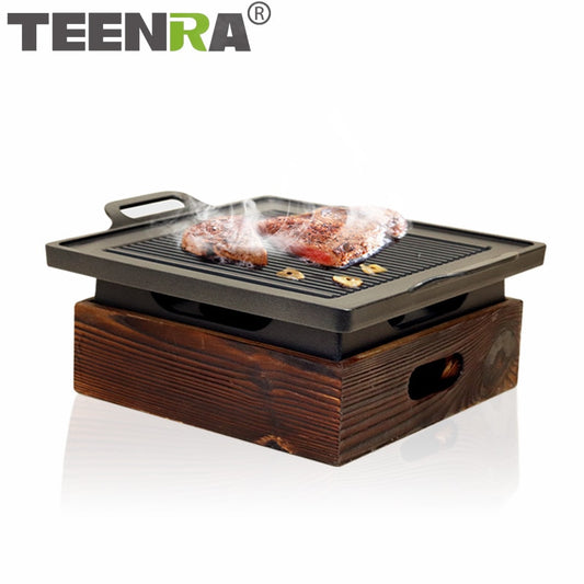 Tragbarer BBQ-Grill Koreanischer japanischer Barbecue-Grill, Antihaft Holzkohle-BBQ Ofen