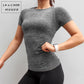 Damen Nahtloses Sportshirt, Kurzarm Yoga Sportbekleidung für Damen