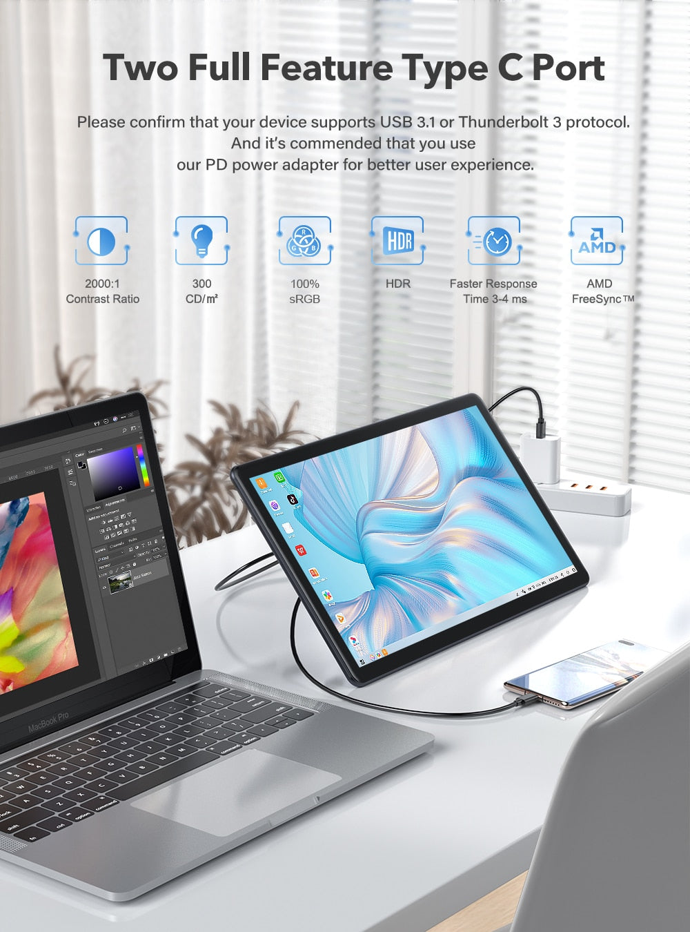 Neuer UPERFECT Tragbarer Monitor mit FHD 1080P, Touchscreen Zweitanzeige für Laptop PC XBOX PS4 Samgsung DEX HUAWEI USB 3.1